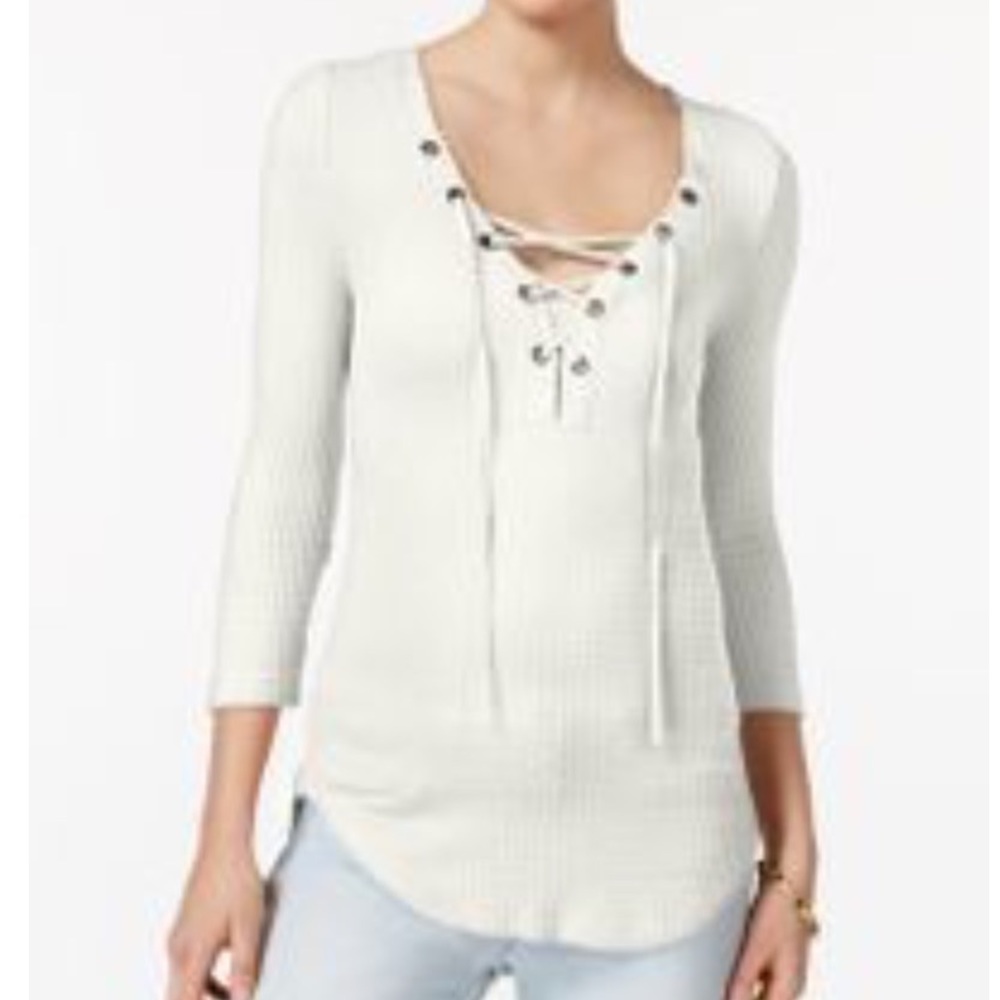 Lace-up thermal Henley